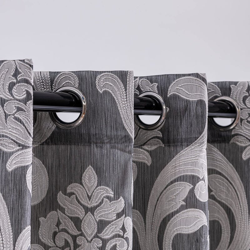 NAPEARL Damask Curtains for Living Room, Gothic Jacquard Curtain Drapes with Floral Patterns, Grey Curtains for Bedroom 108 Inch Length, Set of 2 Panels, Each 52 x 108 Inches - Image 4